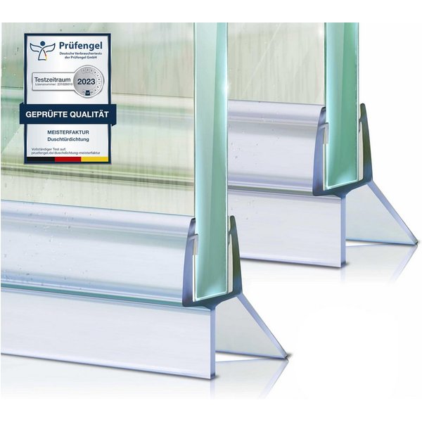 Meisterfaktur Duschdichtung 2x - Verlängerter Wasserabweiser - Ideale Dichtung Glastüren, L: 100 cm