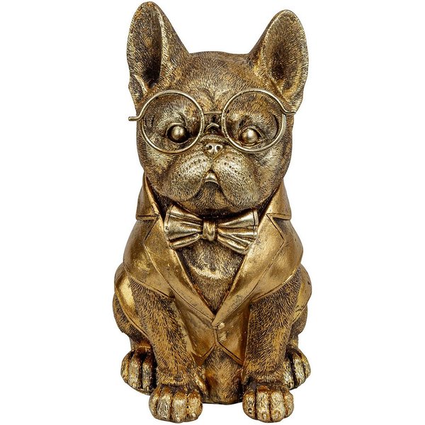 Mel-O-Design Dekofigur 1490 Lustiger Mops in gold mit großer Brille (Stück, 1 St., 1), Blickfang