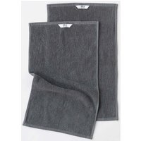 MELA 2er-Pack Bio-Gästehandtuch 'TANVI' 30x50 cm, aus Frottee, basalt grau