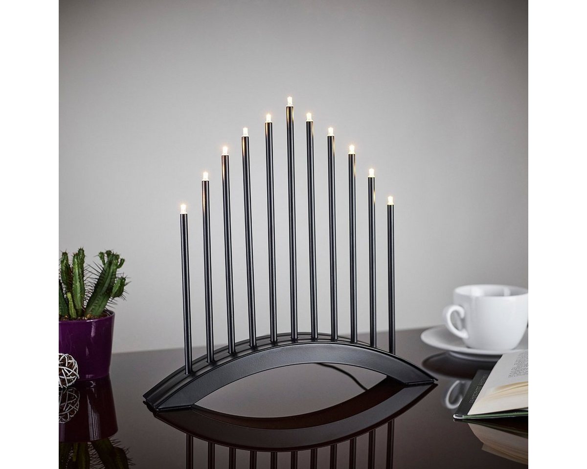 MeLiTec Fensterleuchter SL30-2, LED, Lichterbogen, Schwibbogen, Advent, Weihnachtsleuchter, Stimmungsleuchte, Brücke, Schwarz, Stecker, XMAS – Bild 2 von 3