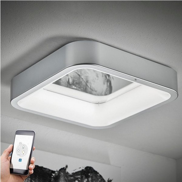 MeLiTec LED Deckenleuchte D111 Smart Home, LED fest integriert, warmweiß - kaltweiß, LED Leuchte Smart Home Deckenleuchte Wandlampe chrom-matt 35x35x8 cm