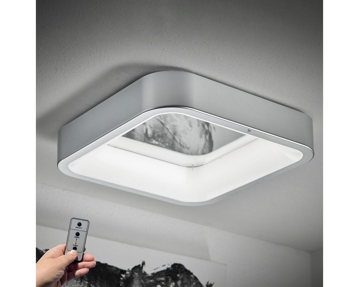 MeLiTec LED Deckenleuchte D111 Smart Home, LED fest integriert, warmweiß - kaltweiß, LED Leuchte Smart Home Deckenleuchte Wandlampe chrom-matt 35x35x8 cm – Bild 2 von 3