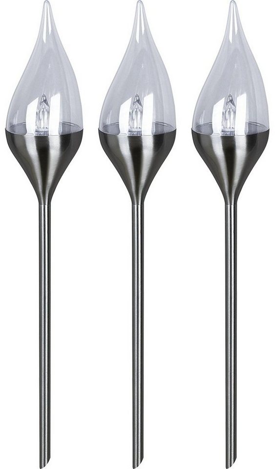 MeLiTec LED Solarleuchte Edelstahl Fackel SO38, LED fest integriert, warmweiß – Bild 2 von 2
