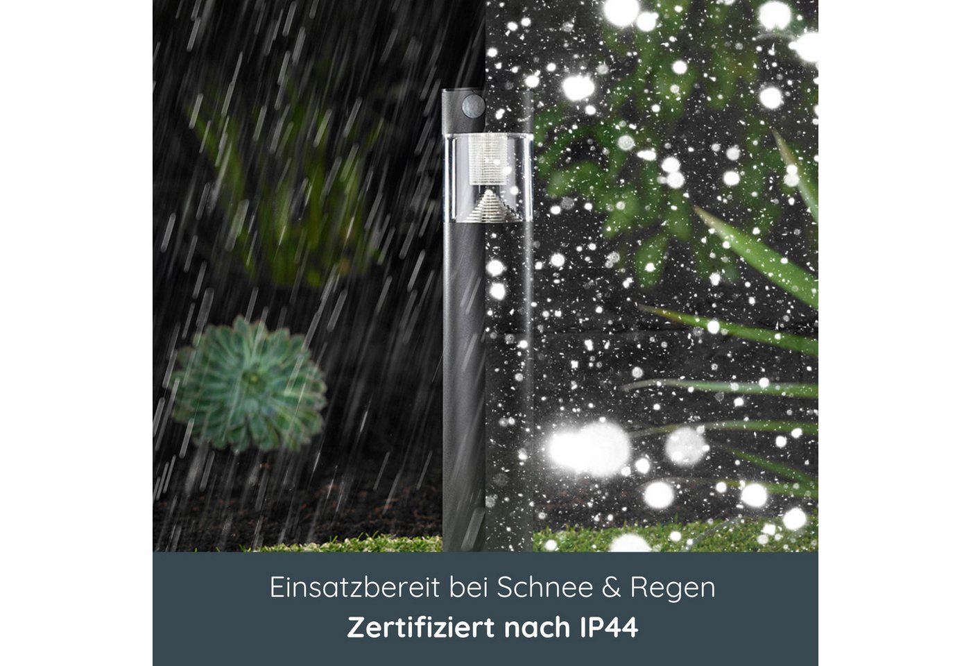 MeLiTec LED Solarleuchte Solar-Gartenleuchte, SO31, Tageslichtweiß, Edelstahl, mit Bewegungsmelder, bis zu 6 Stunden Leuchtdauer – Bild 3 von 5
