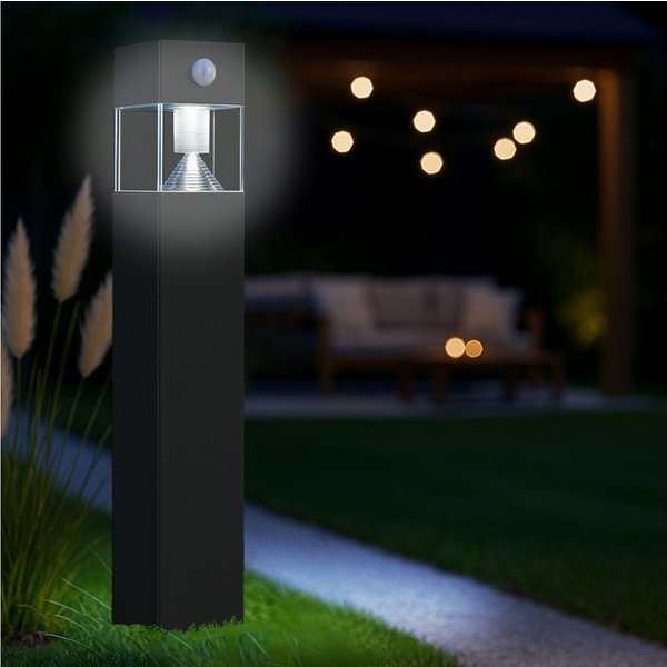 MeLiTec LED Solarleuchte Solar-Gartenleuchte SO32, aus Edelstahl, Tageslichtweiß, bis zu 8h Leuchtdauer, anthrazit oder matt gebürstet, eckig, LED