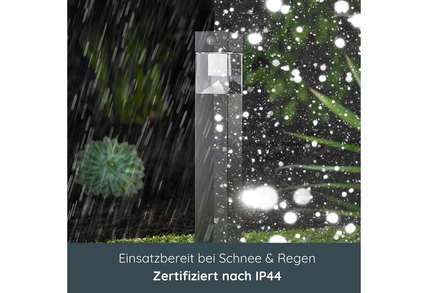 MeLiTec LED Solarleuchte Solar-Gartenleuchte SO32, aus Edelstahl, Tageslichtweiß, bis zu 8h Leuchtdauer, anthrazit oder matt gebürstet, eckig, LED – Bild 4 von 5