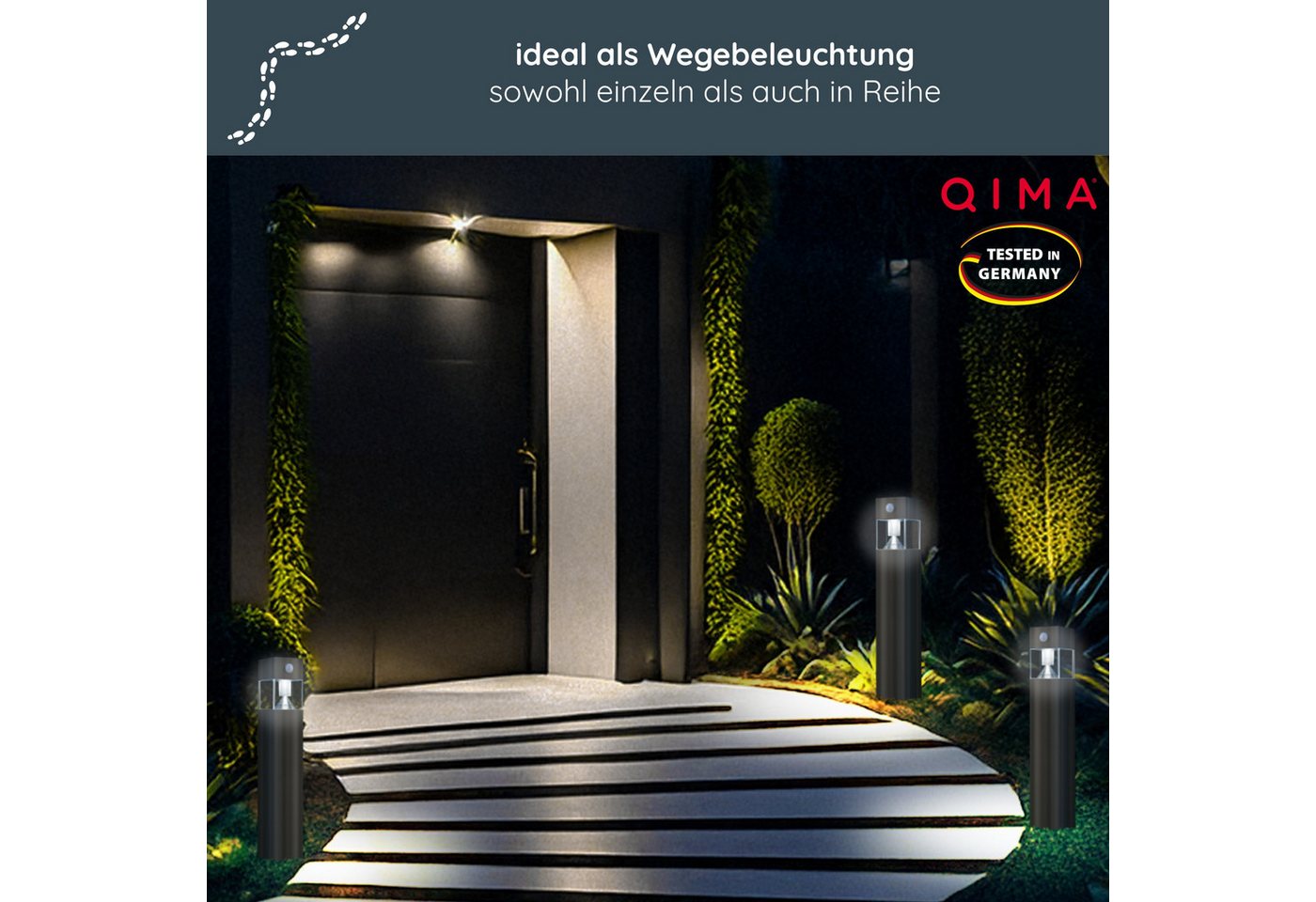 MeLiTec LED Solarleuchte Solar-Gartenleuchte SO32, aus Edelstahl, Tageslichtweiß, bis zu 8h Leuchtdauer, anthrazit oder matt gebürstet, eckig, LED – Bild 5 von 5