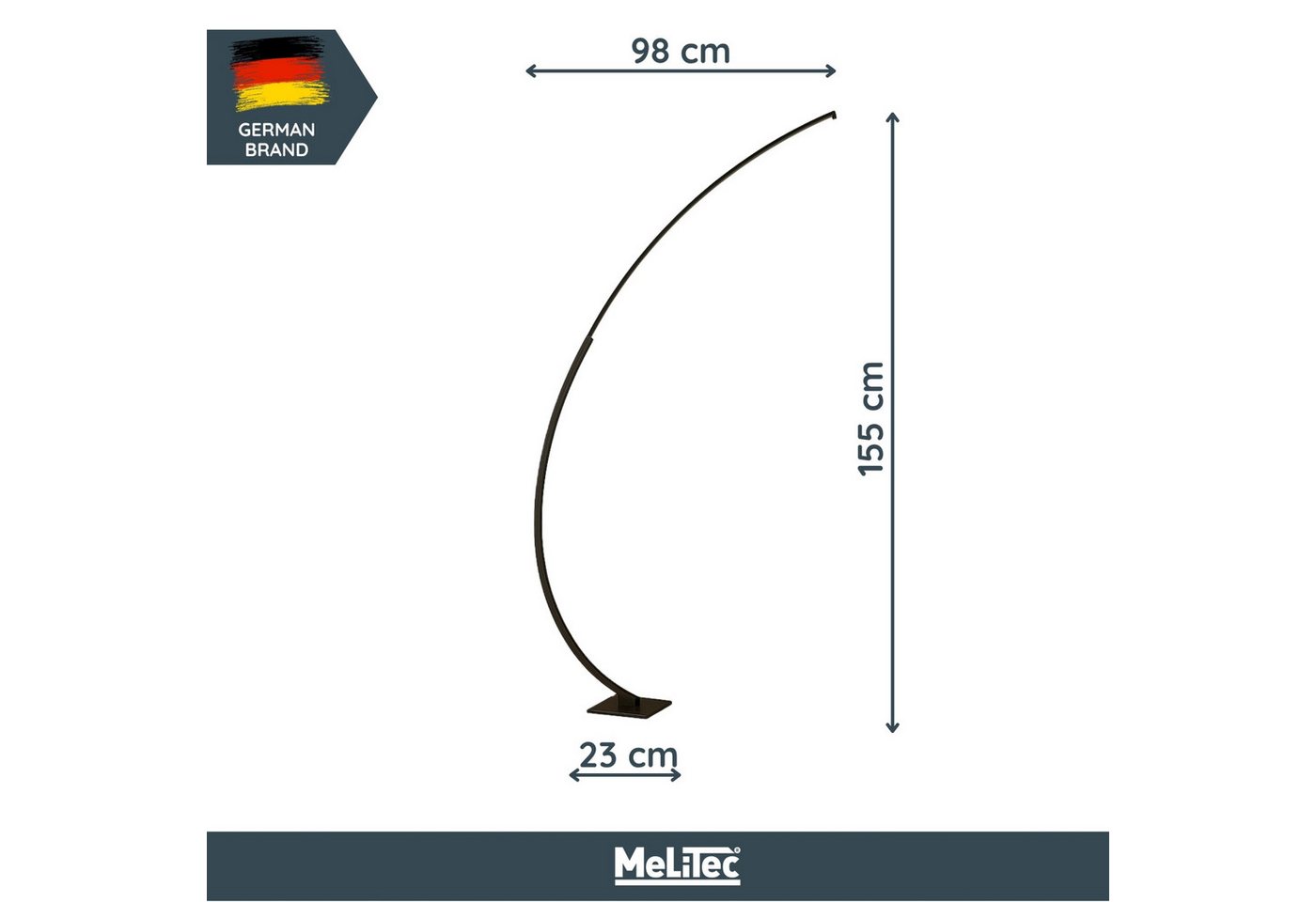 MeLiTec LED Stehlampe moderne Bogenleuchte matt-schwarz dimmbar, LED fest integriert, warmweiß, Dimmbar – Bild 4 von 4