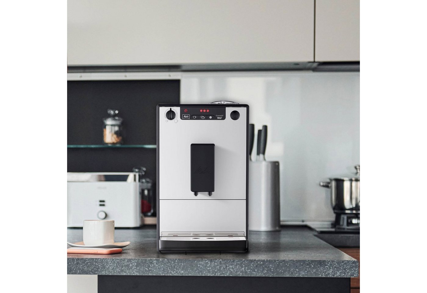 Melitta Kaffeevollautomat Solo® 950-766, Pure Silver, Perfekt für Café crème & Espresso, nur 20cm breit – Bild 5 von 5