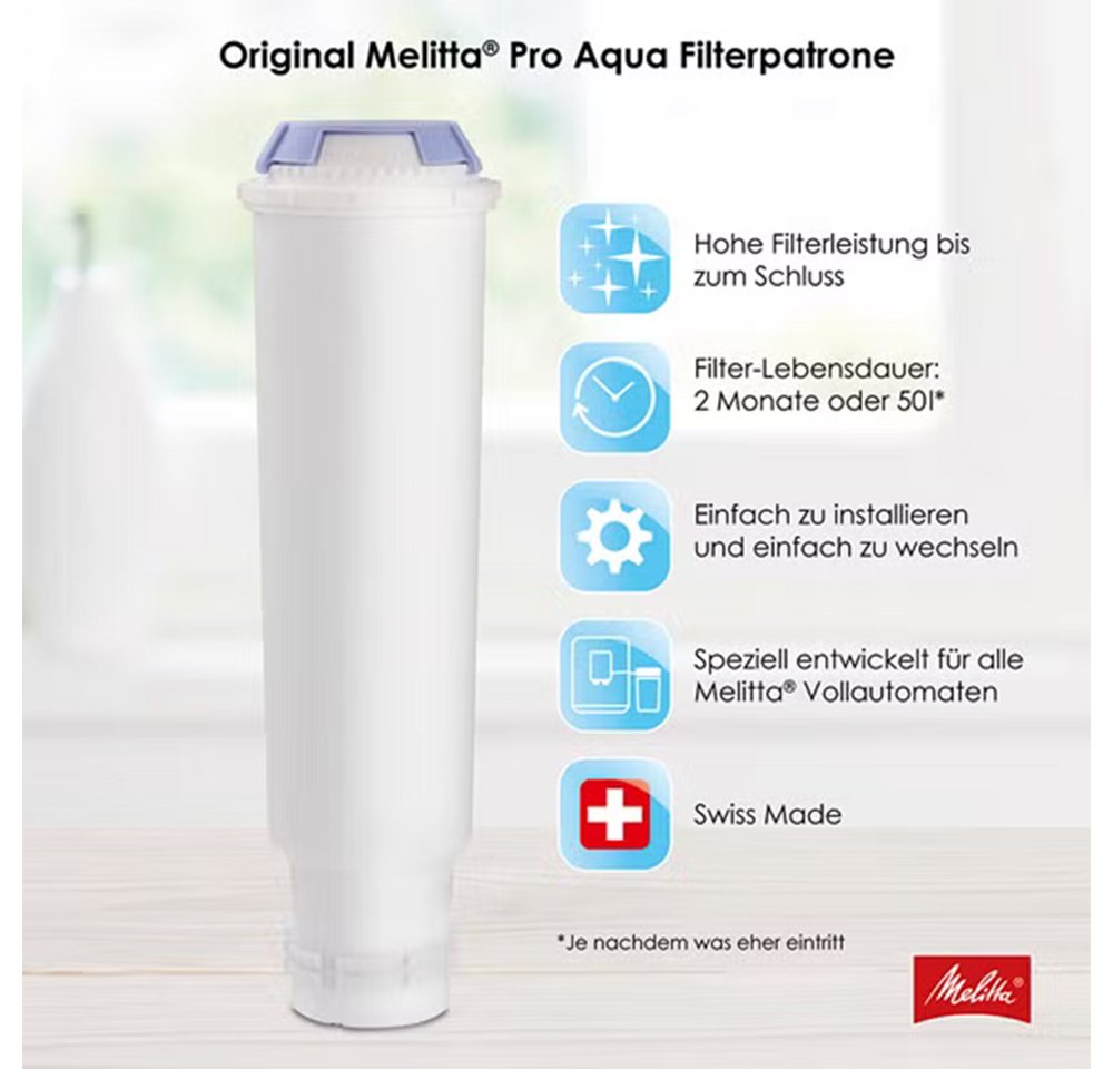 Melitta Wasserfilter 3-er Pro Aqua, Zubehör für Alle Kaffeevollautomaten mit Claris System: Caffeo Solo, Barista T, Barista TS, Avanza – Bild 5 von 5