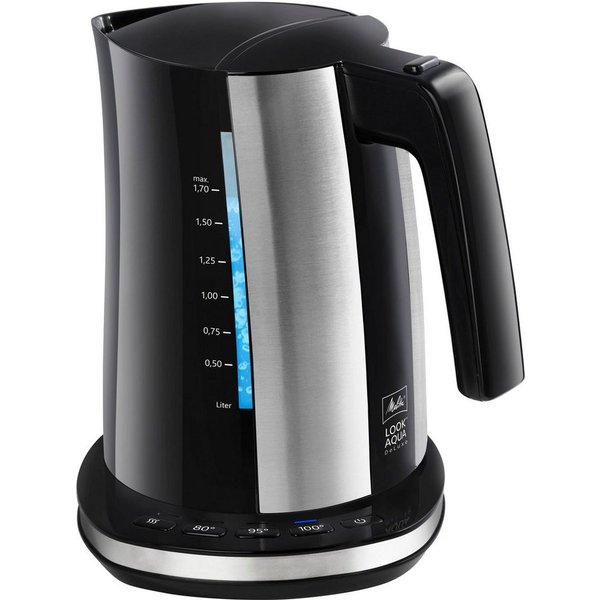 Melitta Wasserkocher Look Aqua Deluxe 1026-04, 1,7 l, 2400 W, Dreistufig einstellbare Temperatur (80°/95°/100)