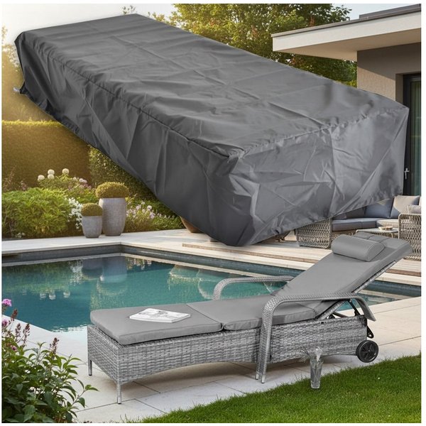 Melko Gartenmöbel-Schutzhülle Gartenmöbel Abdeckplane Schutzhülle 220x78x60 CM Schwarz Plane (Stück, 1-St., Plane), Witterungsbeständig