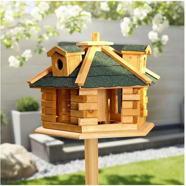 Melko Vogelhaus Vogelfutterhaus Vogelhäuschen Vogelvilla 48 CM Futtersilo Futterhaus, inkl. Futtersilo