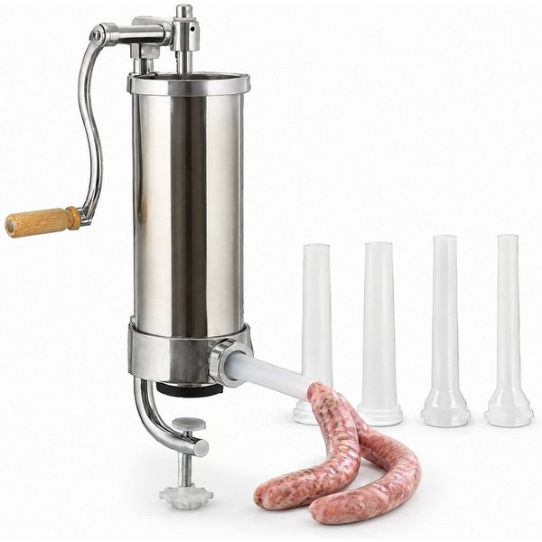 Melko Wurstfüllaufsatz Wurstfüllmaschine Edelstahl Wurstspritze Presse Gastro Küche Maschine, Zubehör für Universal, ergonomische Handkurbel