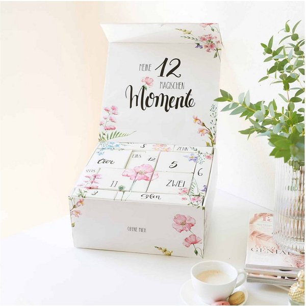 melovely Countdown Kalender Mami-Countdown-Kalender, 12 Geschenke für Schwangere, Entspannung & Achtsamkeit, VERSCHENKEN