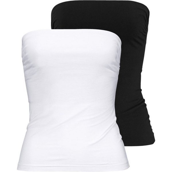 Melrose Bandeautop (2er-Pack) mit Raffung an der Naht, durchgestepptes Rumpfabschluss