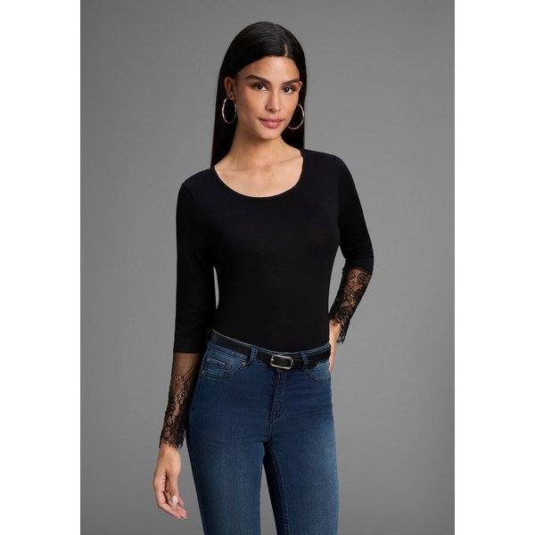 Melrose Langarmshirt taillierte Passform, aus Jersey und Spitze