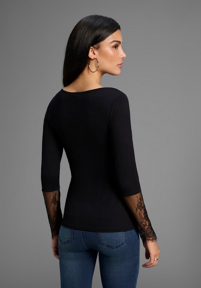 Melrose Langarmshirt taillierte Passform, aus Jersey und Spitze – Bild 2 von 5