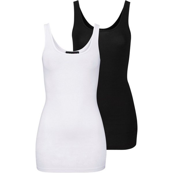 Melrose Longtop (2er-Pack) mit dezentem Glitzer-Logo am Rücken