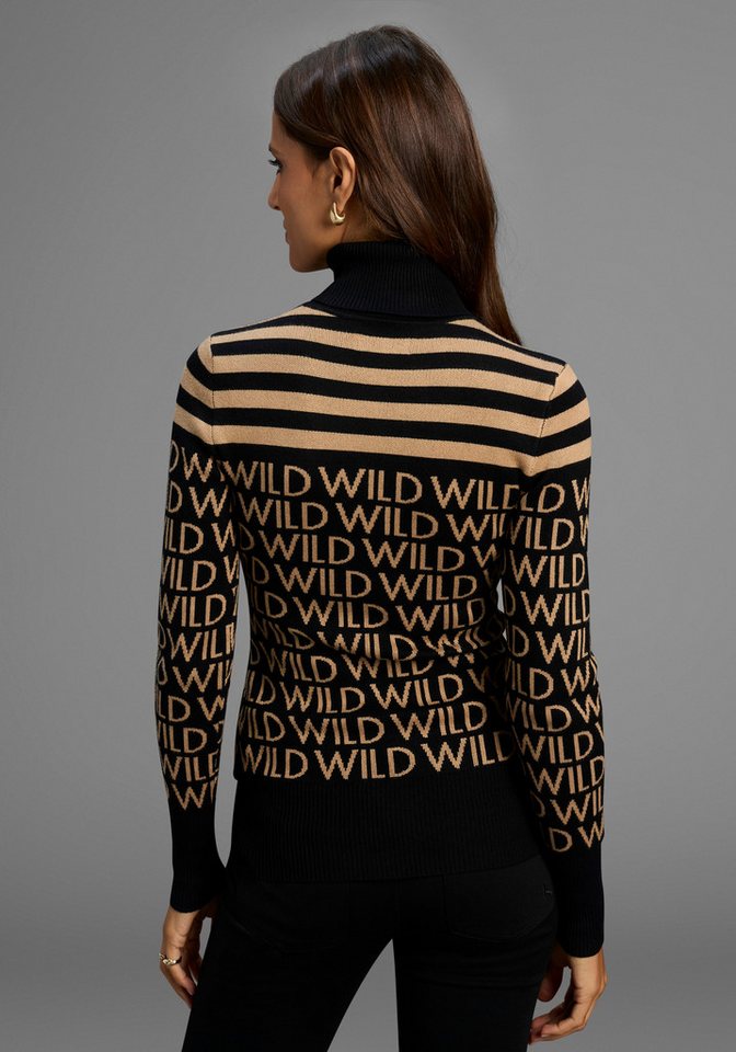 Melrose Rollkragenpullover mit Streifen und Wording – Bild 2 von 5