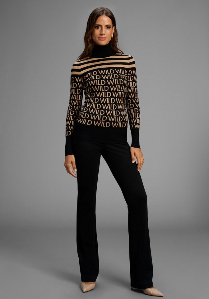 Melrose Rollkragenpullover mit Streifen und Wording – Bild 4 von 5
