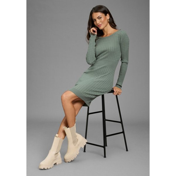 Melrose Strickkleid feminine Passform aus Viskosemischung mit Zopfmuster
