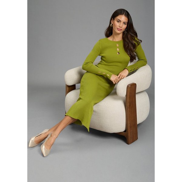 Melrose Strickkleid in Midi-Länge mit femininen Cut-Outs und seitlichem Schlitz