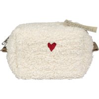 Kosmetiktasche 'Polly' M, aus Bio-Baumwolle, mit Herz bestickt, weiß
