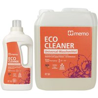 memo Universal-Waschmittel "ECO CLEANER" Bundle aus 1 l Flasche + 5 l Kanister