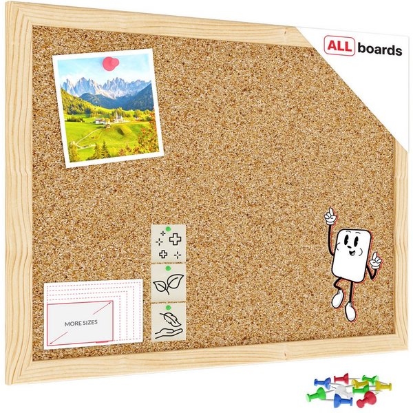 ALLboards Memoboard ALLboards Pinnwand mit Holz Rahmen Korktafel Korkwand