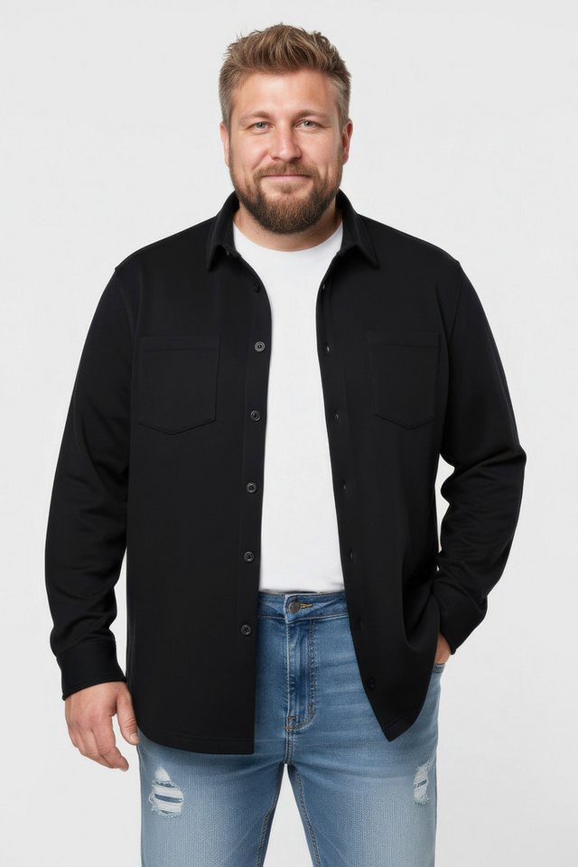 Men Plus Businesshemd Sweat-Overshirt Langarm Hemd Kentkragen – Bild 3 von 4