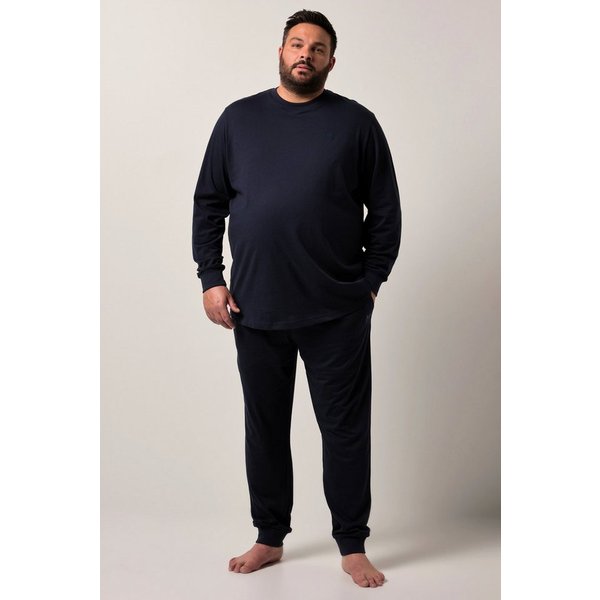 Men Plus Schlafanzug Schlafanzug Zweiteiler Jersey Langarm