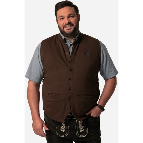 Men Plus Steppweste Trachten-Weste Sweat Stehkragen