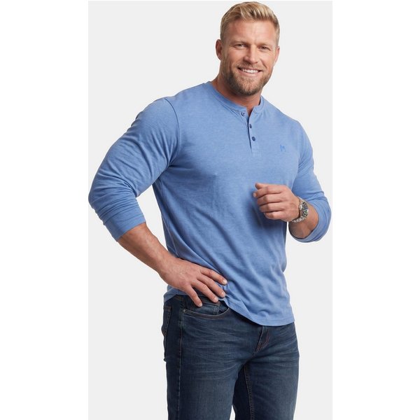 Men Plus T-Shirt Henley Basic Langarm Rundhals Bestseller