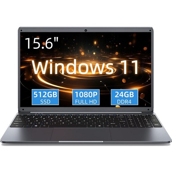 MENGHU 15,6 Zoll Laptop 12GB RAM + 512GB SSD Quad-Core bis zu 2,90 Ghz Notebook (N5095, 24 GB, 512 GB SSD, Intel® UHD Graphics 600)