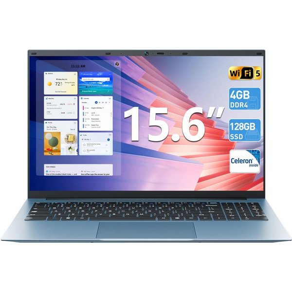 MENGHU 15,6 Zoll Laptop, 4GB RAM + 128GB ROM, Intel Celeron N4000, 7000mAh Notebook (Intel Celeron N4000, 4 GB, 128 GB SSD, Gemini Lake Intel® Celeron® Processo