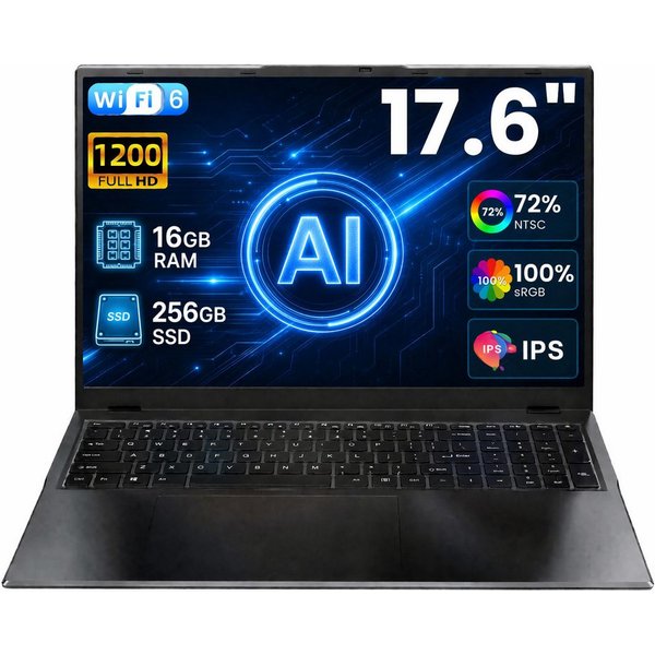 MENGHU 17,6 Zoll Laptop mit Intel Core i3 16GB RAM 256GB SSD AI-Unterstützung Notebook (Intel® Core™ i3-10100Y, 16 GB, 256 GB SSD)