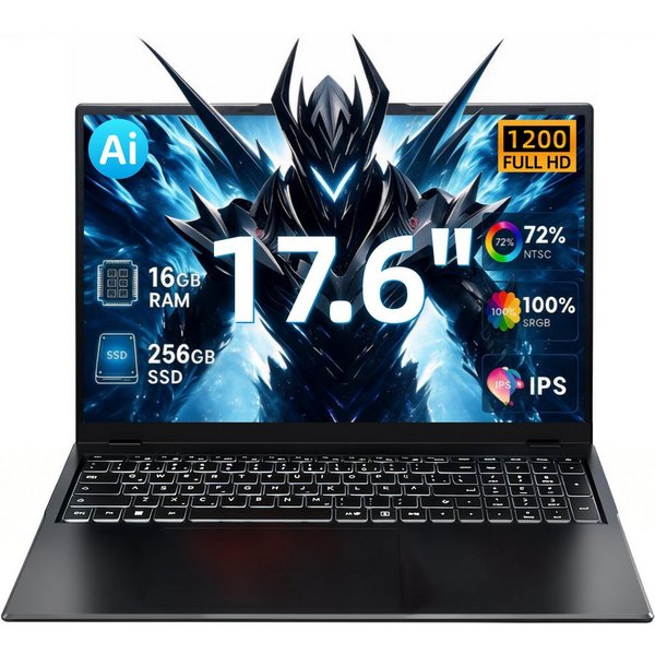 MENGHU 17,6-Zoll Laptop Intel Core i3 16GB RAM beleuchtete Tastatur WiFi 6 Notebook (Intel® Core™ i3-10100Y, 16 GB, 256 GB SSD)