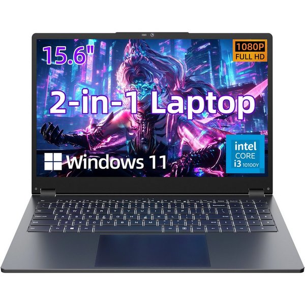 MENGHU 2-in-1 Laptop Intel Core i3-10100Y bis zu 3,9GHz beleuchtete Tastatur Notebook (Intel® Core™ i3-10100Y, 16 GB, 256 GB SSD)