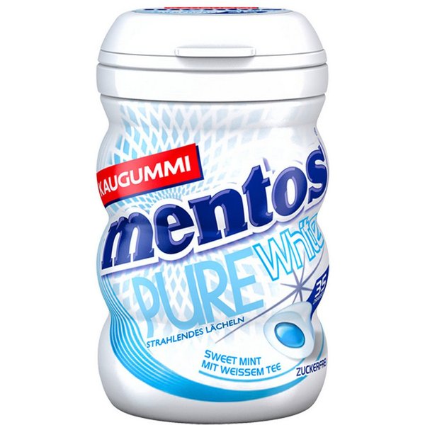 MENTOS Süßigkeit, Mentos Kaugummi Pure White Sweet Mint Geschmack in Curvy Dose 70g