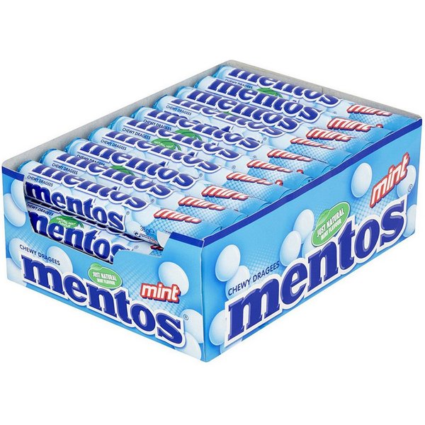 MENTOS Süßigkeit, Mentos Kaudragees Mint Thekendisplay frischer Geschmack 38g 40er Pack