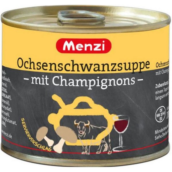 Menzi Fertiggericht, Menzi Ochsenschwanzsuppe extra mit Rotwein verfeinert 800ml