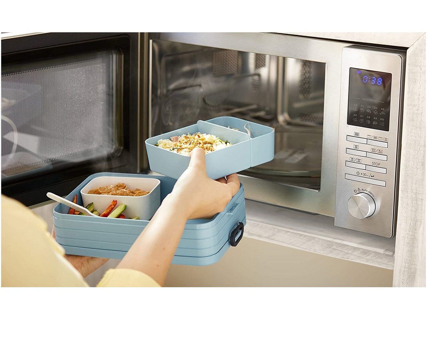 Mepal Lunchbox Bento-Lunchbox Take A Break, 1500 ml, bis zu 8 Butterbrote, Polypropylen, Mit Fächern, Old Nordic Blue, große Brotdose – Bild 3 von 4
