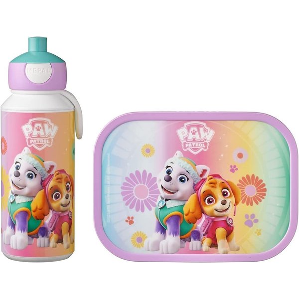 Mepal Lunchbox Campus Pausenset, Paw Patrol Girls, perfekt für Schule & Freizeit, Acrylnitril-Butadien-Styrol (ABS), praktische Trinkflasche & Brotdose mit Bent