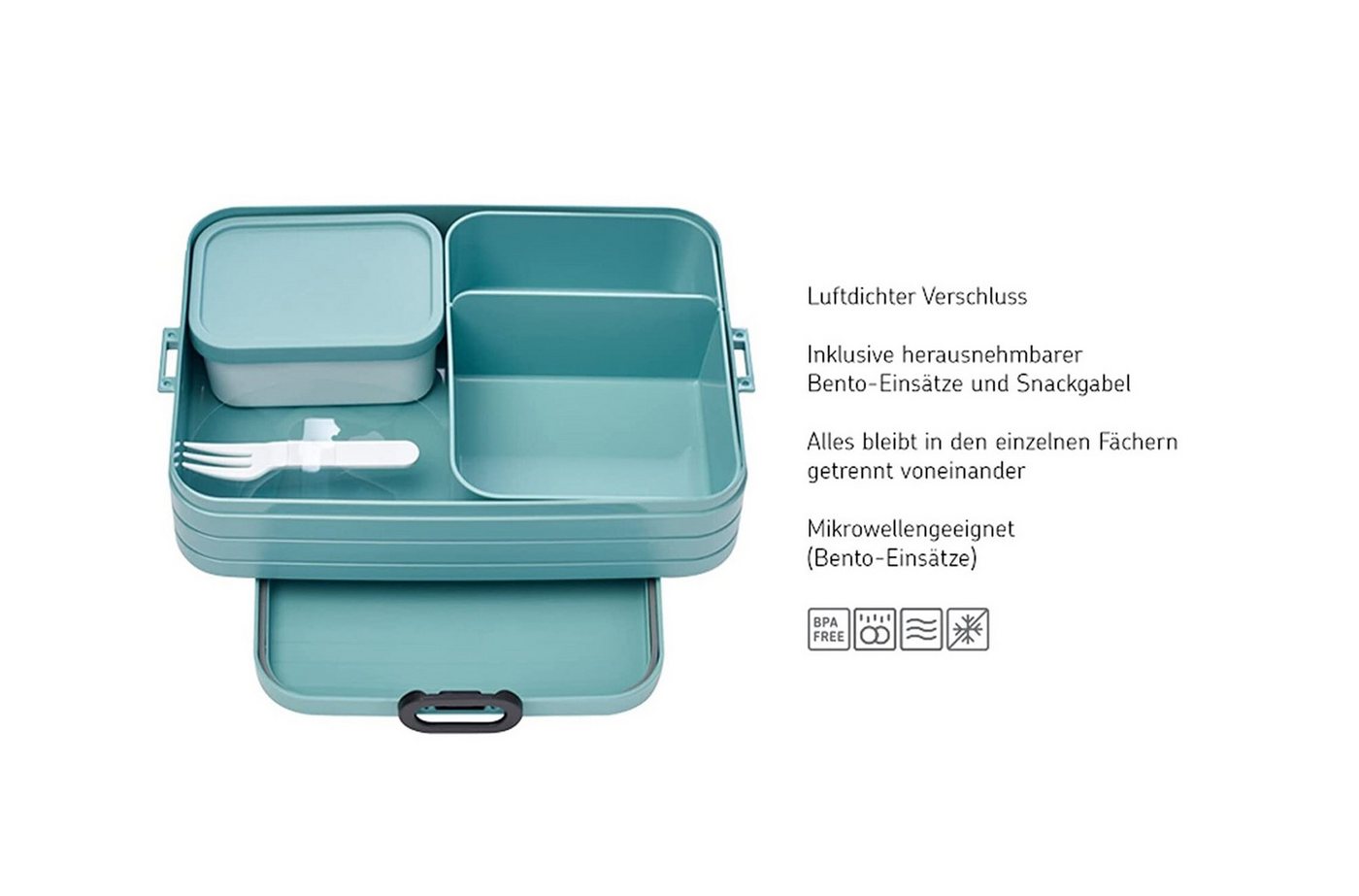 Mepal Lunchbox Lunchbox Take A Break Large, 1500 ml, mit Fächern, für bis zu 8 Brote, Polypropylen (PP), Acrylnitril-Butadien-Styrol (ABS), Thermoplastische Ela – Bild 3 von 5