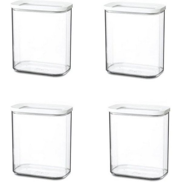 Mepal Vorratsdose Modula Vorratsdosen Set 1500 ml, 4-teilig, transparent, weißer Deckel, Kunststoff, (4-tlg), Frischhaltequalität, stapelbar, ideal für Küche un