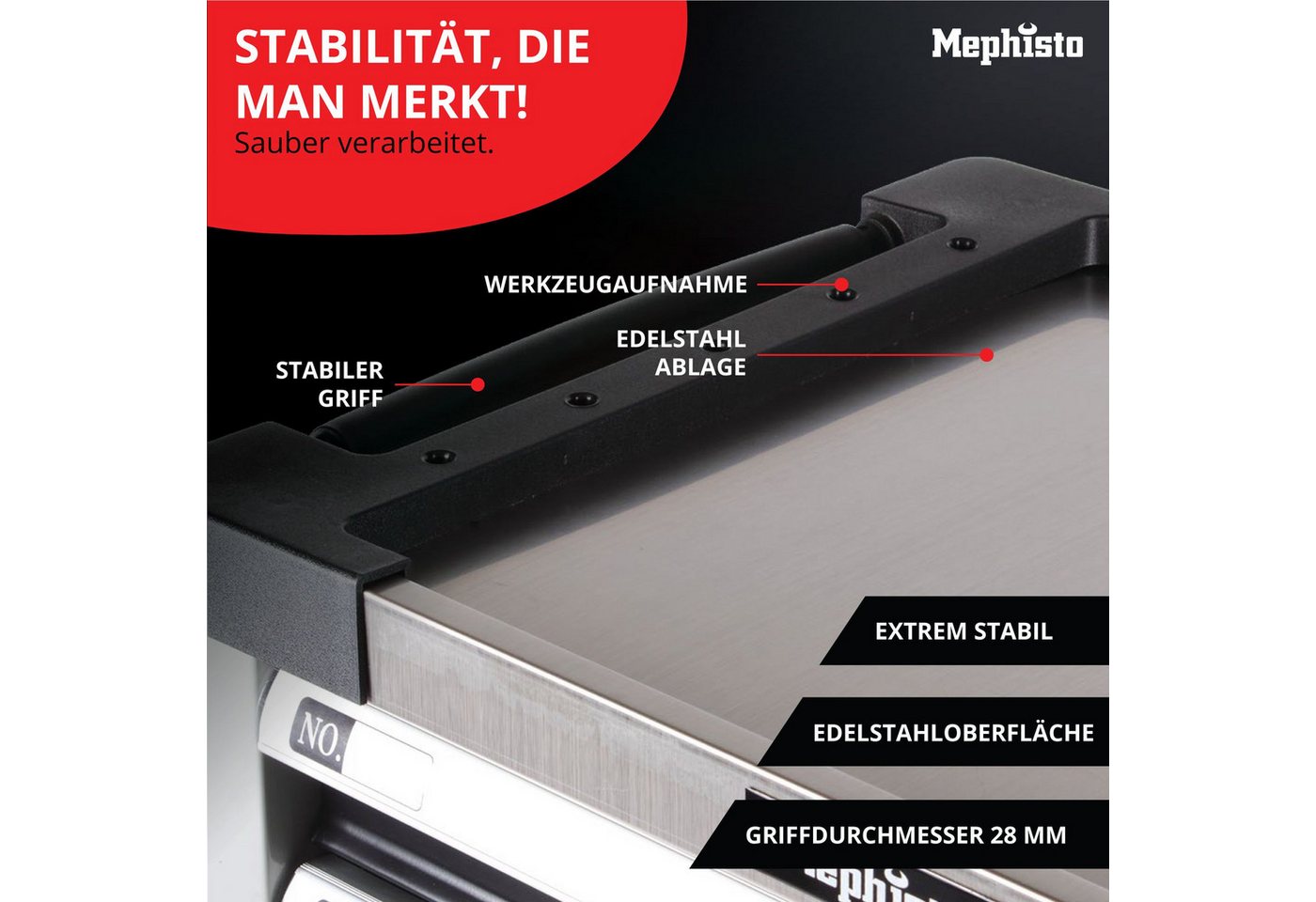 Mephisto-Tools Werkzeugwagen, (fertig montiert und bestückt), 9 abschließbare Schubladen, Werkzeug ist aus hochwertigem CRV – Bild 5 von 5