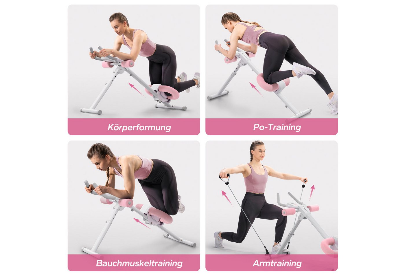 MERACH Bauchtrainer Multifunktionale Bauchtrainer für Zuhause, Bauchmuskeltrainer (LCD-Display, einstellbare Schwierigkeitsstufen, Glattes Gleiten, 5 Höheneinst – Bild 3 von 5