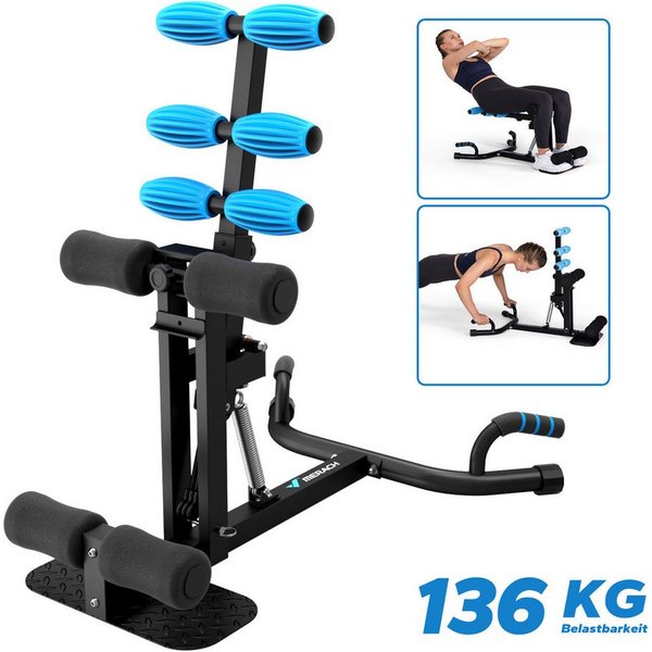 MERACH Bauchtrainer Sissy Squat Kniebeugentrainer, Beintrainer verstellbar bis 136 kg (Multitrainer, 2-Stufe Höhenverstellung, 3-Stufe Längenverstellung, weiche
