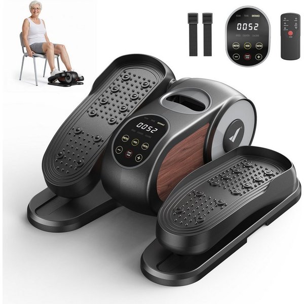 MERACH Crosstrainer Mini Ellipsentrainer, Untertisch Crosstrainer für Zuhause (Beintrainer für Durchblutung Set mit Fernbedienung, Mit LCD-Display, Netzkabel un